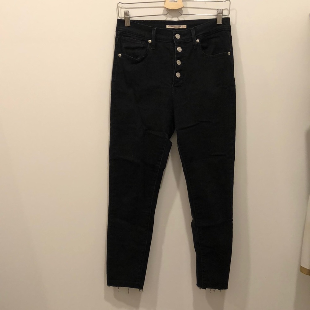 Raw Hem Levi Mile High Skinny Jeans Button Fly